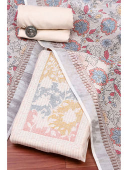 Biba - Women Cream Linen Blend Unstitched Dress Material (Set of 3)