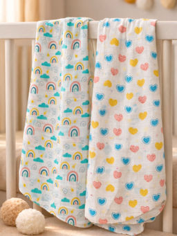 Nautinati - Girls Muslin Pure Cotton All Over Print Woven (Pack of 2) (0-6 Months)
