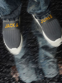 Jack & Jones - Ash Grey Knitted Slip On Sneakers