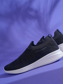 Jack & Jones - Black Knitted Slip On Sneakers