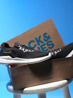 Jack & Jones - Black Knitted Lace-Up Sneakers