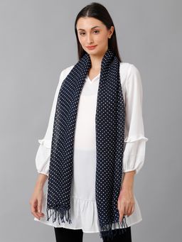 Linen Club - Men's Pure Linen Blue Printed Casual Stoles (M)