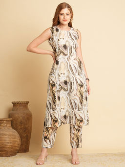 FASHOR - Printed Resham and Sequins Embellished Co-Ord (Set of 2)