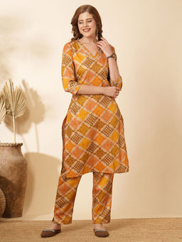FASHOR - Bandhani Foil Printed Straight Fit Co-Ord (Set of 2)