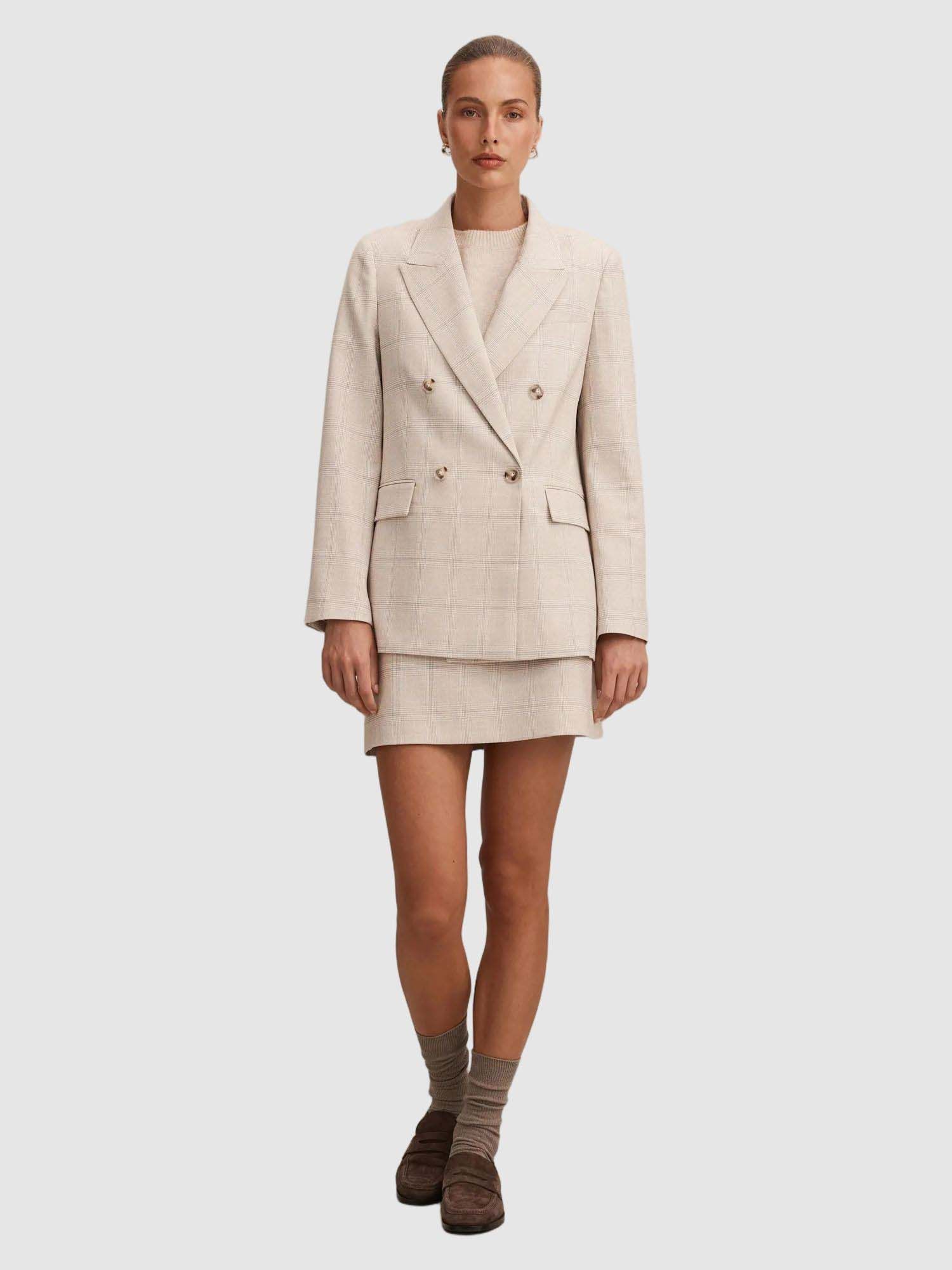 forever new Beige Lottie Double Breasted Blazer-picture-42