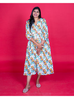 Zerah Designs - Poppy Multi-Color Floral Printed Midi Dress