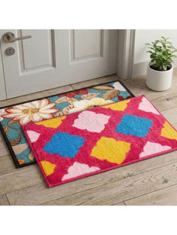 Athom Living - Multi-Color Easy Home Designer Soft Anti Slip Door Mats (Pack Of 2)