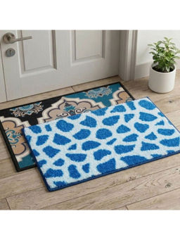 Athom Living - Blue Easy Home Designer Soft Anti Slip Door Mats (Pack Of 2)
