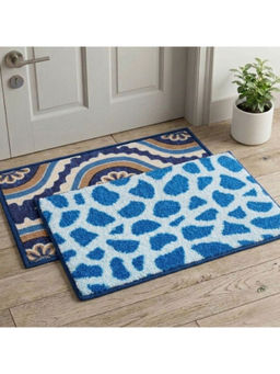 Athom Living - Blue Easy Home Designer Soft Anti Slip Door Mats (Pack Of 2)
