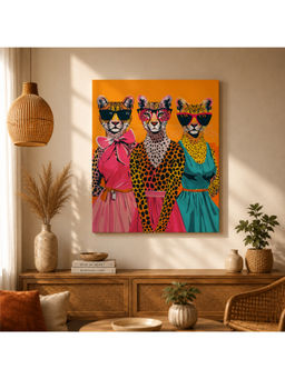 Artsense - Multi-Color Funky Cheetah Trio Wall Painting