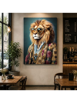 Artsense - Multi-Color Royal Lion Portrait Wall Painting