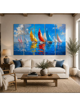 Artsense - Multi-Color Sailboat Panel Wall Painting
