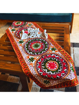 TheYUGO - White Alpana Kutch Embroidery Table Runner
