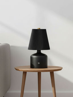 ELARE - Black Pleated Fabric Metal Table Lamp
