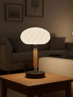 ELARE - White 3-Color Touch Sensor Dome Metal Base Table Lamp