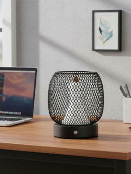 ELARE - Black Rechargeable Metal Mesh Touch Table Lamp