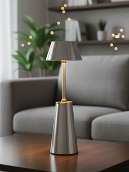 ELARE - Rechargeable Cordless Metal Silver Shine Indoor Table Lamp
