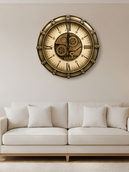 ELARE - Gold Old Town Roman Gear Wall Clock