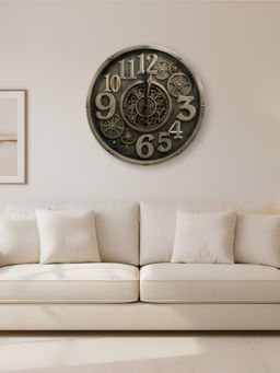 ELARE - Silver Modern Metal Gear Wall Clock