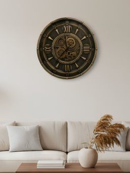 ELARE - Gold Vintage Metal Gear Wall Clock