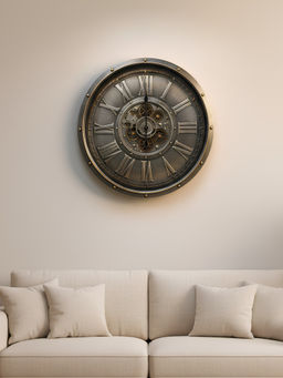 ELARE - Grey Luxury Metal Gear Wall Clock