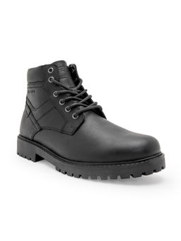 Red Tape - Mens Solid Black Genuine Leather Ankle Length Boots
