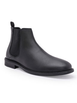 Red Tape - Mens Solid Black Genuine Leather Chelsea Boots