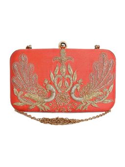 The Purple Sack - Coral Embroidered Clutch