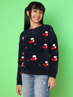 Natilene - Girls Conversational Self Design Pullover Sweaters