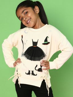 Nautinati - Girls Halloween Printed Lace Inserts Antimicrobial Sweatshirt