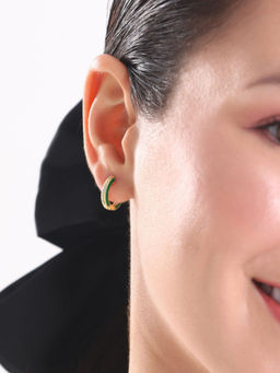 So Fetch - Green 925 Silver Alpine Huggie Hoops Earrings
