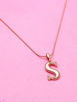 Estele - Rose Gold Plated Splendid S Charm Alphabet Initials Pendant for Women