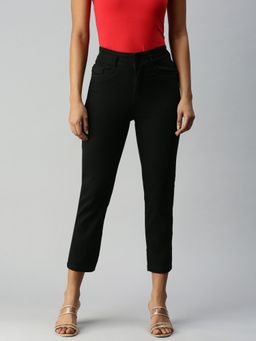 SHOWOFFFF - Womens Mom Fit Clean Look Black Jeans
