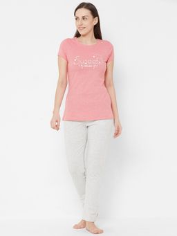 Sweet Dreams - Women Printed T-Shirt with Pyjama (Set of 2)