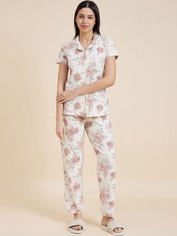 Sweet Dreams - Women Printed Front Open Shirt with Pyjama (Set of 2)