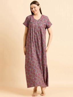 Sweet Dreams - Women Printed Half Sleeves Night Dress
