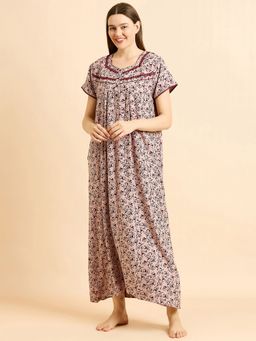 Sweet Dreams - Women Printed Half Sleeves Night Dress