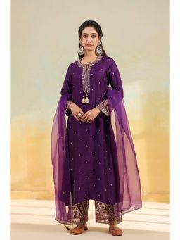 Label Niti Bothra - Purple Noor Farshi Kurta With Palazzo And Dupatta