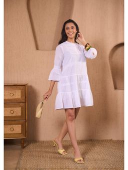 House of Chikankari - Cotton Chikankari Womens Short Dress-White