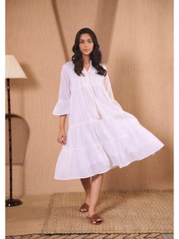 House of Chikankari - Cotton Chikankari Womens Long Dress-White