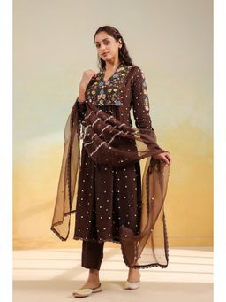 Label Niti Bothra - Brown Orchid Kurta With Pant And Dupatta