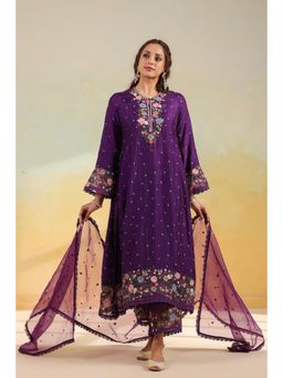 Label Niti Bothra - Purple Orchid Long Kurta With Pant And Dupatta