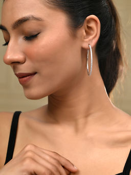 Silvermerc Designs - Silver Plated Crystal Hoop Earrings