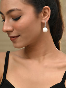Silvermerc Designs - White Silver-Plated Pearl Drop Earrings