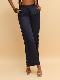 RISHI & VIBHUTI - Blue Ring Trim Pant