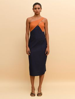 RISHI & VIBHUTI - Blue One Shoulder Bodycon Dress