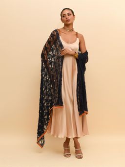 RISHI & VIBHUTI - Beige Anarkali with Dupatta (Set of 2)