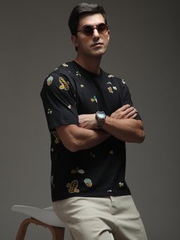 DILLINGER - Mens Oversized Short Sleeve Printed T-shirt - Black