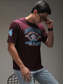 DILLINGER - Mens Oversized Short Sleeve Printed T-shirt - Maroon