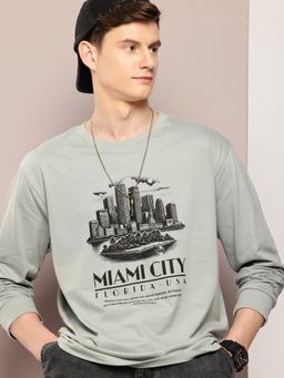 DILLINGER - Mens Long Sleeve Oversized Graphic Cotton T-shirt - Grey